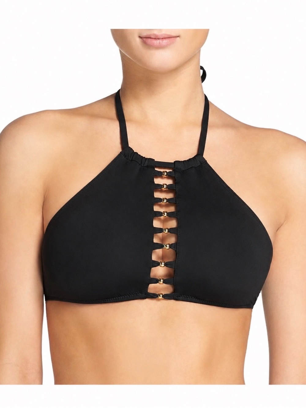 Trina Turk beaded high neck bikini top